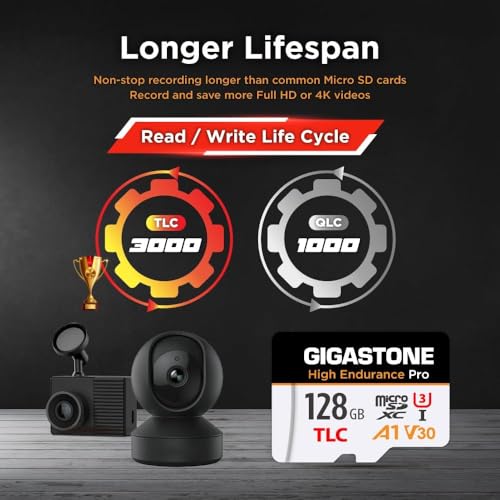 Image of 【5 Yrs Free Data Recovery】【Dash Cam】 GIGASTONE 128GB Micro SD Card, TLC High Endurance Pro, Speed Up to 100MB /s, Compatible with REDTIGER Rove VIOFO VANTRUE PRUVEEO ARIFAYZ, MicroSDXC UHS-I A1 V30 U3