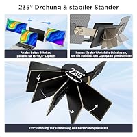 15,6 Zoll Triple Laptop Monitor Erweiterung, 1080P FHD Abnehmbar Laptop Bildschirm Extender, Tragbarer Monitor mit Halterung, Laptop Screen Extender Plug & Play für Mac, Windows, Chrome, Android – Ansicht 6