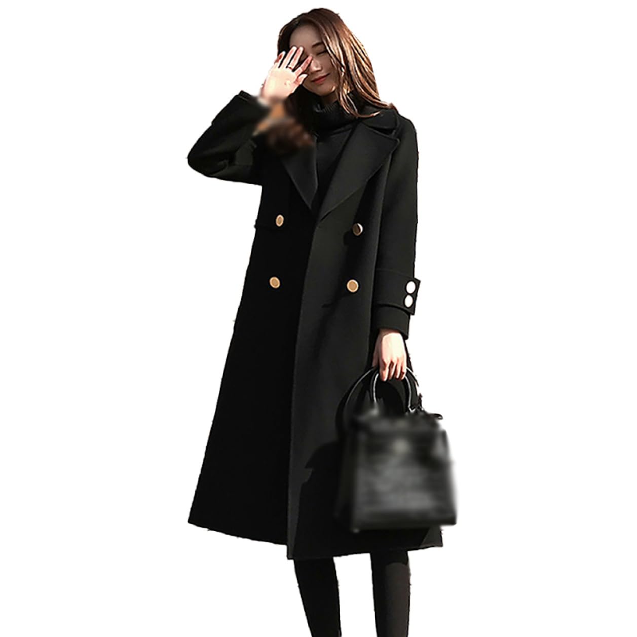 Amazon | [YJSO] ロング チェスターコート M レディース くろい