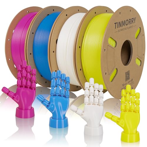 Image of TINMORRY PETG Filament Bundle, Rapid PETG 3D Printer Filament 1.75 mm Multicolor Pack, Magenta & Jade White & Yellow & Blue, 1 KG x 4 Spools