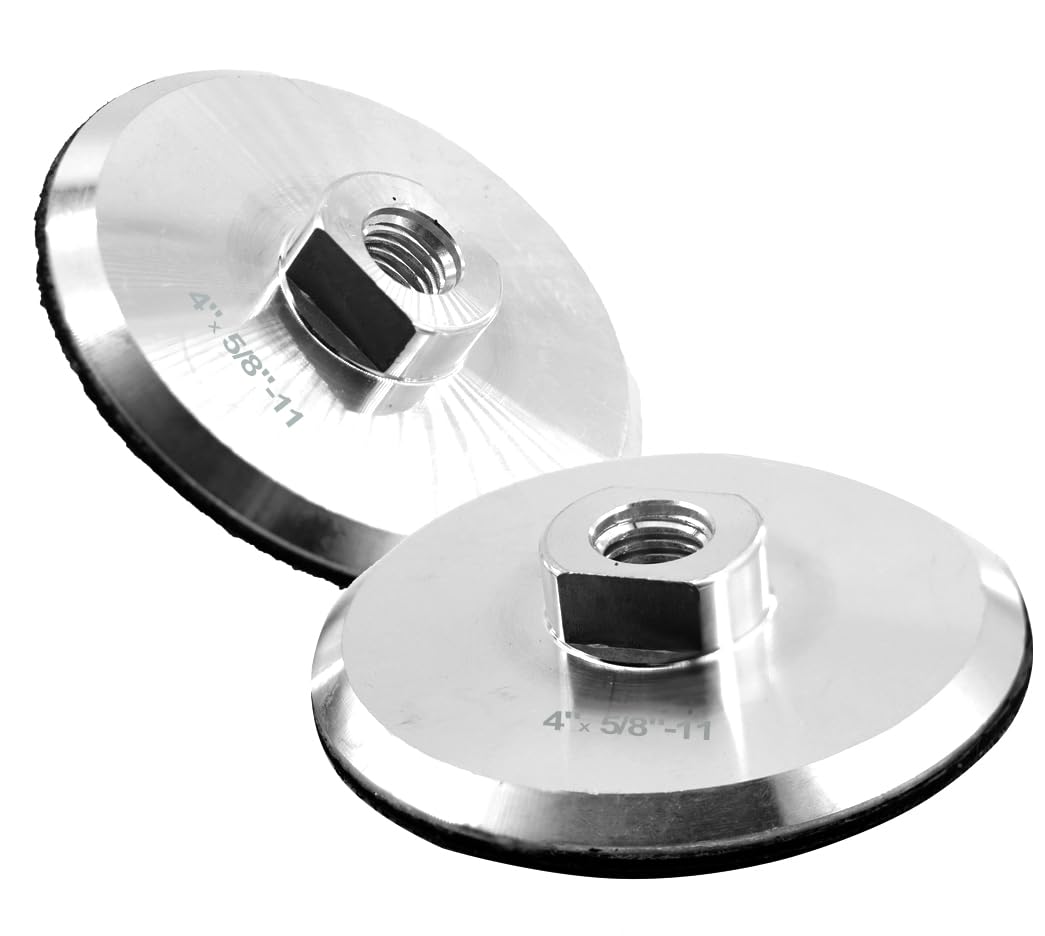 2pcs 4 Inch Aluminium Backer Pad with 5/8”-11 Thread Hook and Loop Backing Pad for Polishing