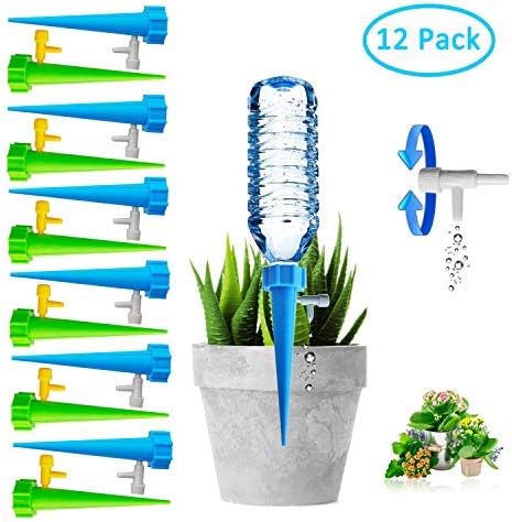 Plant Self Watering Spikes Bulbs Globes Stakes System,Vacation Plant Waterer Nannies Pot Self Drip Irrigation Slow Release Devices Care Your Indoor & Outdoor Home and Office Plants (12pack)