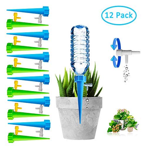 Plant Self Watering Spikes Bulbs Globes Stakes System,Vacation Plant Waterer Nannies Pot Self Drip Irrigation Slow Release Devices Care Your Indoor & Outdoor Home and Office Plants (12pack)