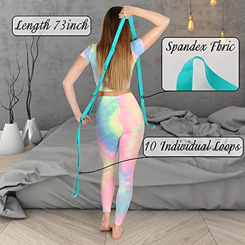 Yoga Strap Stretching Strap With Exercise Book Physical Therapy Equipment Stretch Band Rehab Multi-Loop Strap Nonelastic Exercise Strap For Pilates, Dance And Gymnastics #TOP4