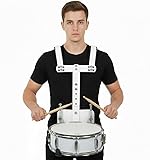 Marching Snare Drum Harness, Adjustable Aluminum Alloy Back Frame Carrier with Shoulder Strap, Lightweight Snare Drum Stand for Percussionists, School Marching Band Students, Performers (White)