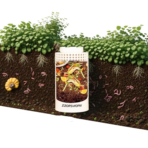 ZZOFSWORM Inground Worm Farm Compost Bin Kit Recycling Kitchen Food Waste to Raised Garden Beds Outdoor with Holes&Lids in Bed&Home