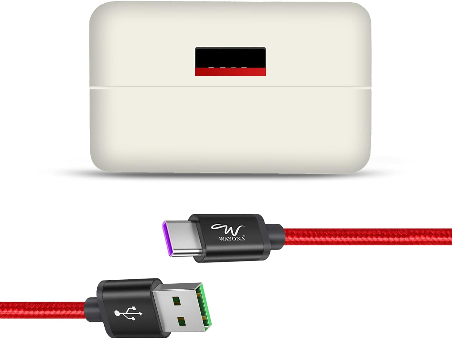 Wayona Nylon Braided Dash Charging Type C Cable With Dash Charger/Adapter For Oneplus 7, 6T, 6, 5, 5T, 3T, 3 (Dash Charger + 1M Dash Cable)