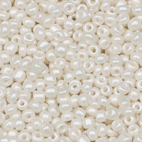 LEECOON 4mm Pearl Color Seed Beads,100grams About 1300pcs Size 6/0 Small Seed Beads for Making Necklace Bracelet Earring Jewelry