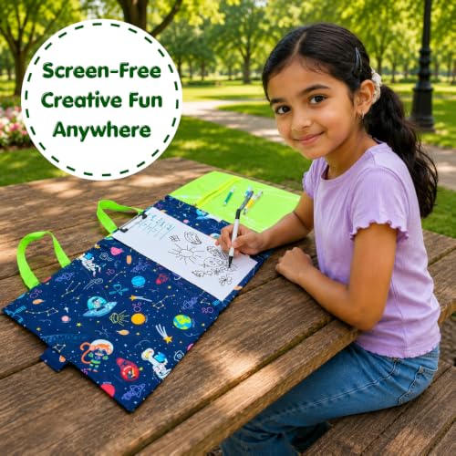 Image of Cocomoco kids Portable Art Folder & Drawing Easel for Kids 4+ Years Old Boys & Girls Convertible and Portable Art Organizer with Storage Compartments and Drawing Board (Single Pack)