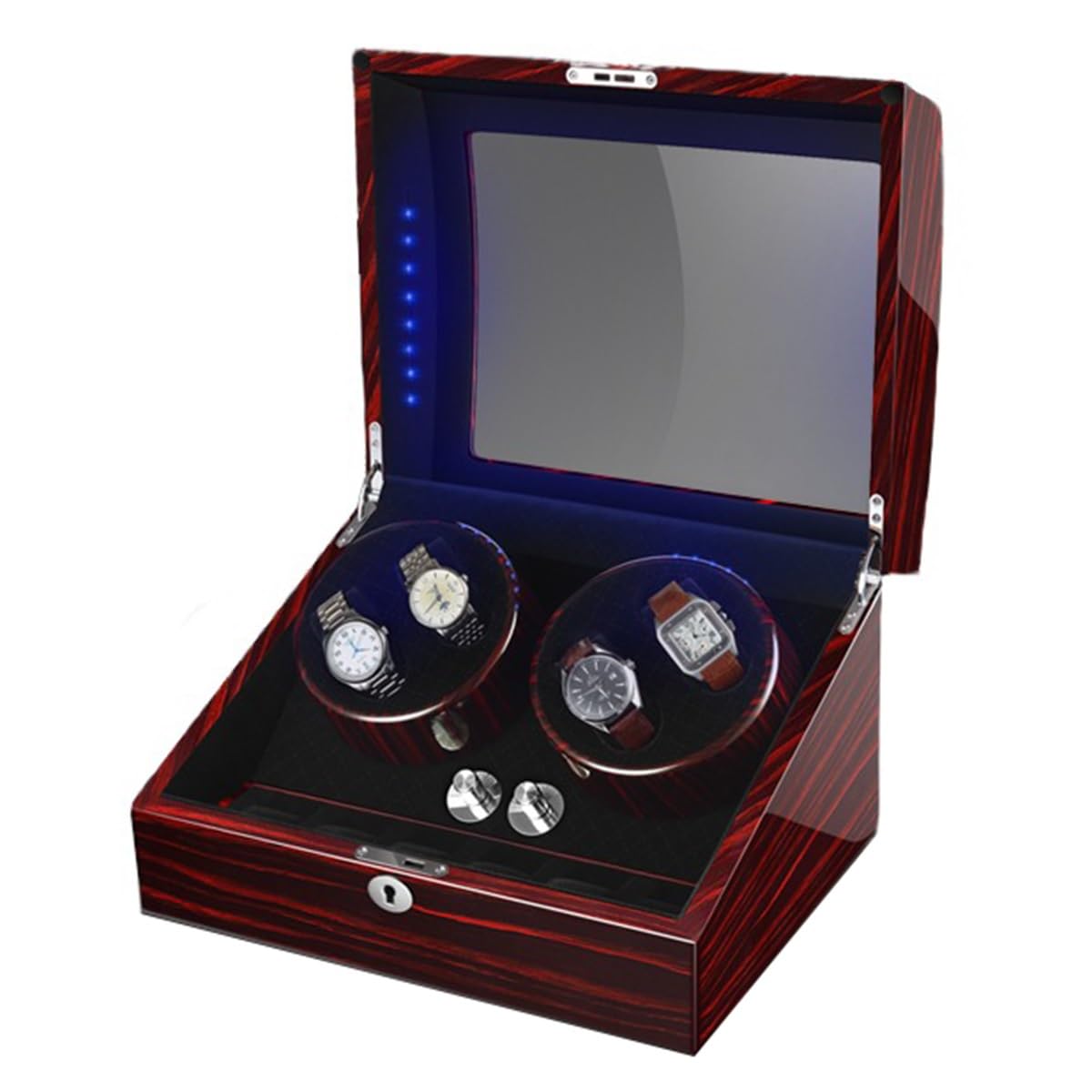 EHVYBDX 4+6 Watch Winders for Automatic Watches with Quiet Motor Multiple Rotation Modes Display Box in Wood Shell Winding Case