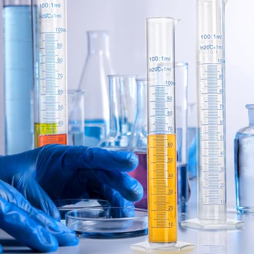 Bekith 12Pack 100ml Plastic Graduated Cylinder, Clear Scientific Measuring Cylinder with Stable Base, 2-Sided Marking Lab Cylinders for Home and School Science, Laboratory Supplies