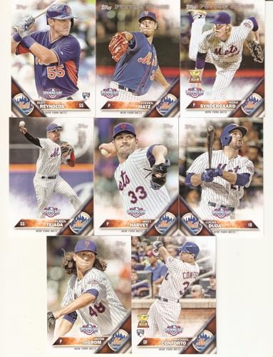New York Mets 2016 Topps Opening Day 8 Card Team Set with Noah Syndergaard Future Stars All Star Rookie Card and Jacob deGrom Plus