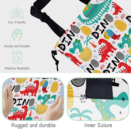 Image of Cartoon Dinosaur Car Trash Bag,Palms Hanging Drawstring Car Garbage Bag,Waterproof Canvas Car Back Seat Organizer with Adjustable Buckle,for Vehicles,SUVs,Camping,Road Trips