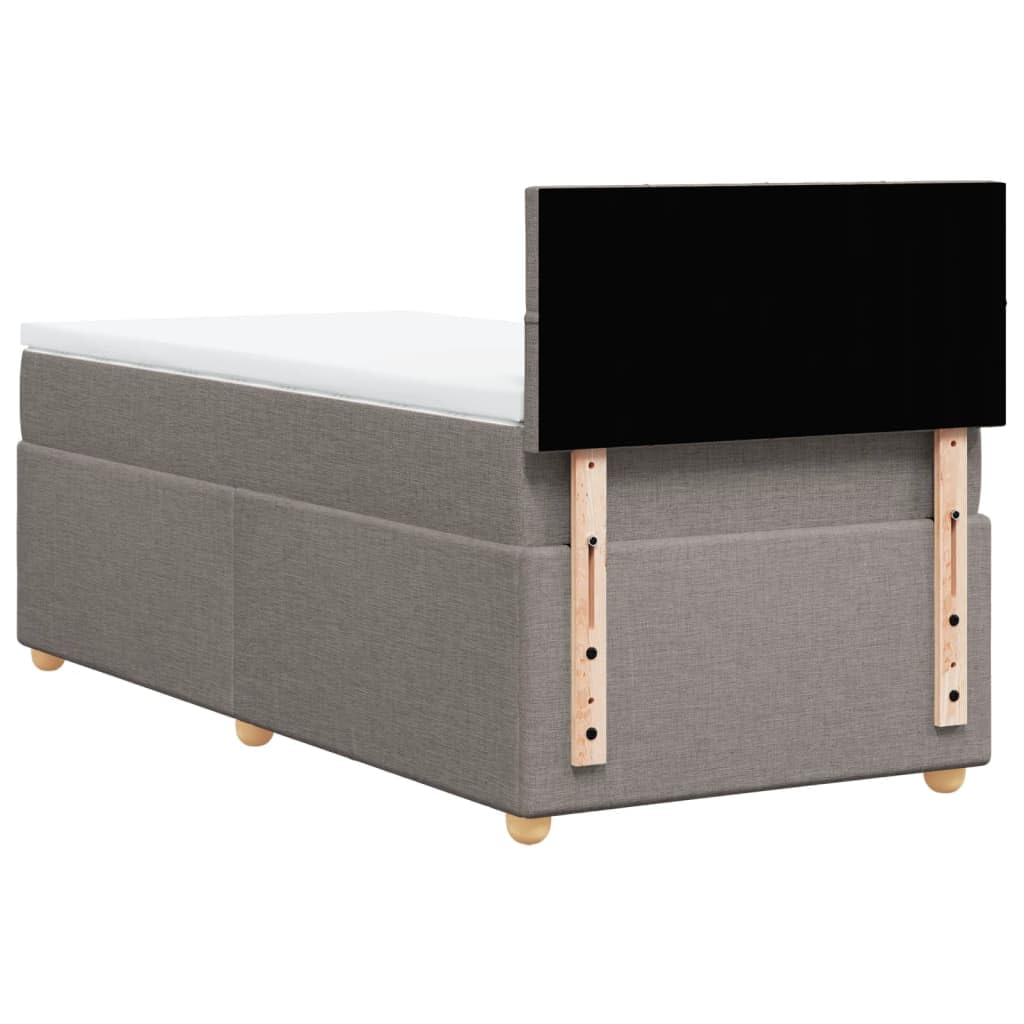 Sprężynowy materac kieszeniowy tkanina poliestrowa Taupe 100x200 cm | Łóżko kontynentalne z materacem 100x200 cm, taupe, tkanina, z topperem i stelażem