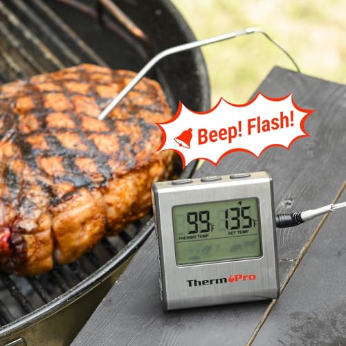 Image of LABART ThermoPro TP16 Large LCD Digital Kitchen Cooking Food Meat Oven Thermometer for BBQ Grill Smoker Built-in Clock Timer with Stainless Steel Probe