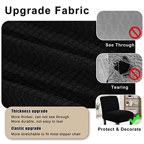WOMACO Armless Accent Chair Slipcover Stretch Accent Slipper Chair Cover Removable Oversized Big Chair Furniture Protector Slip Cover for Home Hotel (Black, 1)