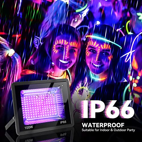 Roleadro Black Light 2 Pack Uv Flood Light, 100W Led Black Lights Indoor Outdoor Ip66 Waterproof Stage Light For Glow Party, Halloween Black Lights Glow In Dark Party Supplier #TOP1