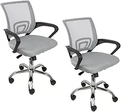 Kit 2 Cadeiras de Escritório Begonia Mesh Ergonômico Cinza