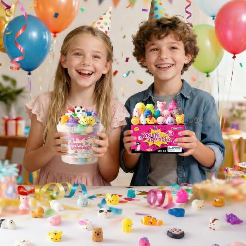 Image of 25 Pack Squishy Toys, Mochi Squishy Animals for Kids, Kawaii Slow Rising Squishies, Cute Sensory Fidget Toys for Kids, Party Favors, Treasure Box Prizes, Classroom Prizes in Storage Bucket