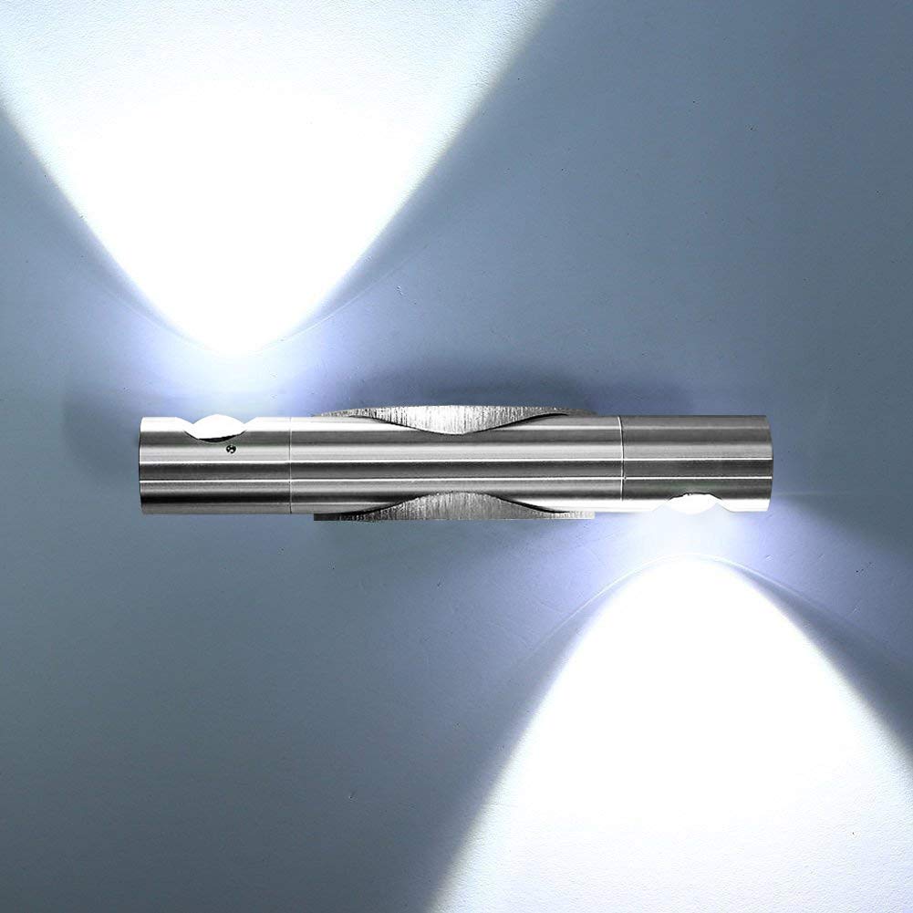 Lightess LED Wandleuchte Innen Wandspots Silber Flurlampe Wand Drehbar Up and Down Wandlampe flur aus Aluminium Wandstrahler für Wohnzimmer Schlafzimmer Flur Treppenhaus usw. Kaltweiß