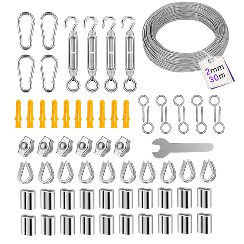 Kit de suspension robuste en acier inoxydable 304 de 2 mm et 30 m