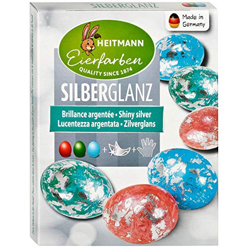 Heitmann Eierfarben, Silberglanz glitzerndes Osternest Blau Grün und Rot Glitzerfolie Kaltfarben, 1 stück