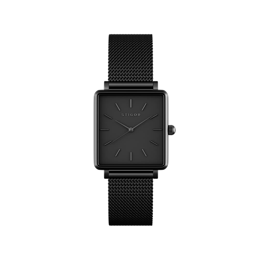 STIGOR Classic All Black Womens Analog Watch - Limited Edition Premium Stainless Steel Vintage-Inspired Watch for Women 26x28mm (B0B658VH7L) Amazon Price History, Amazon Price Tracker