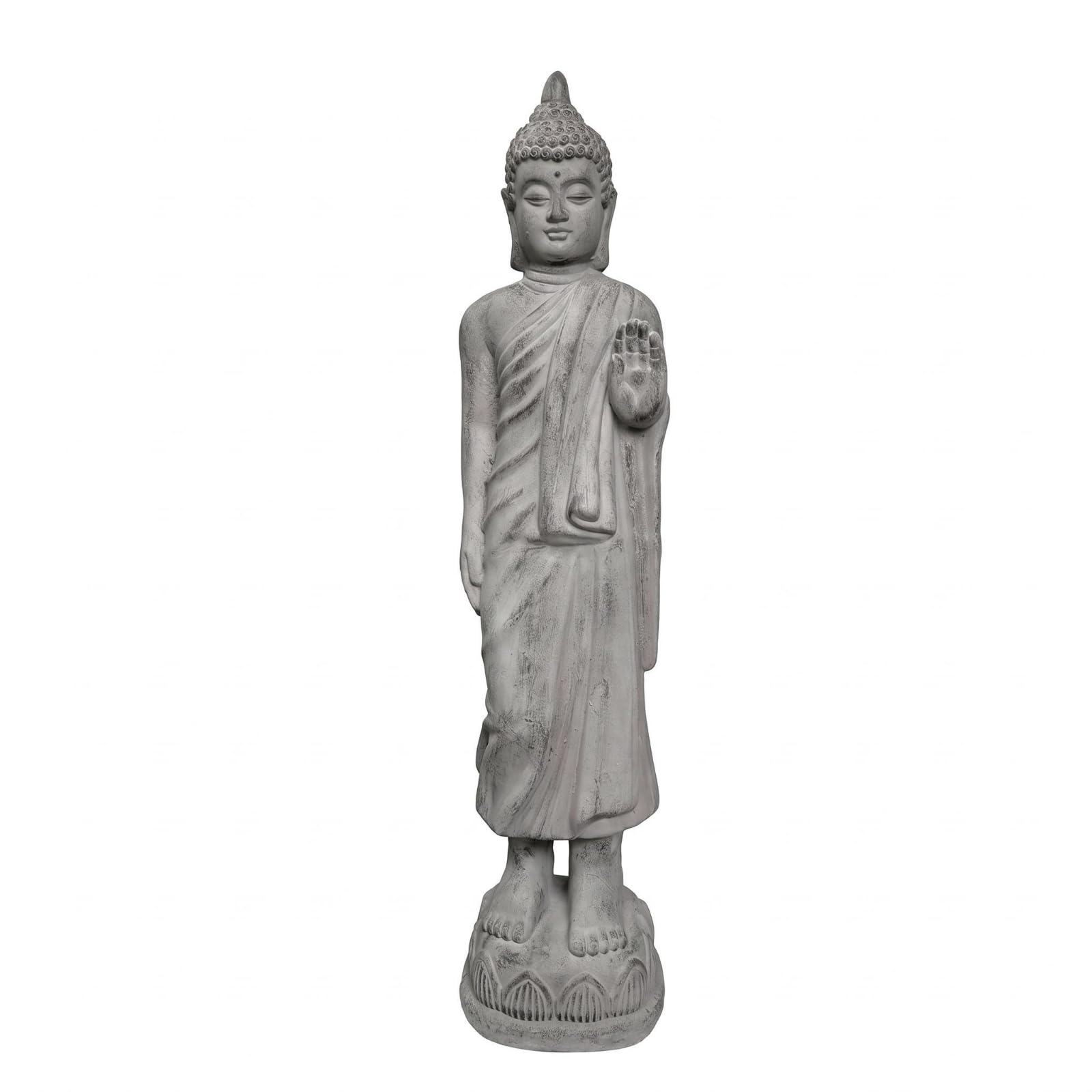 Figura Buda Pie Estilo Meditativo Estatua Buda Uso Interior y Exterior, Gris