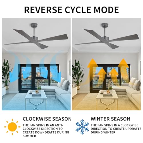 WINGBO 64" Wet Rated Outdoor Ceiling Fan without Lights, 4 ABS Plastic Blades, 6-Speed Reversible Quiet DC Motor, Waterproof Ceiling Fan No Lights for Patio Porch Gazebo Garage, Brushed Graphite - Image 7