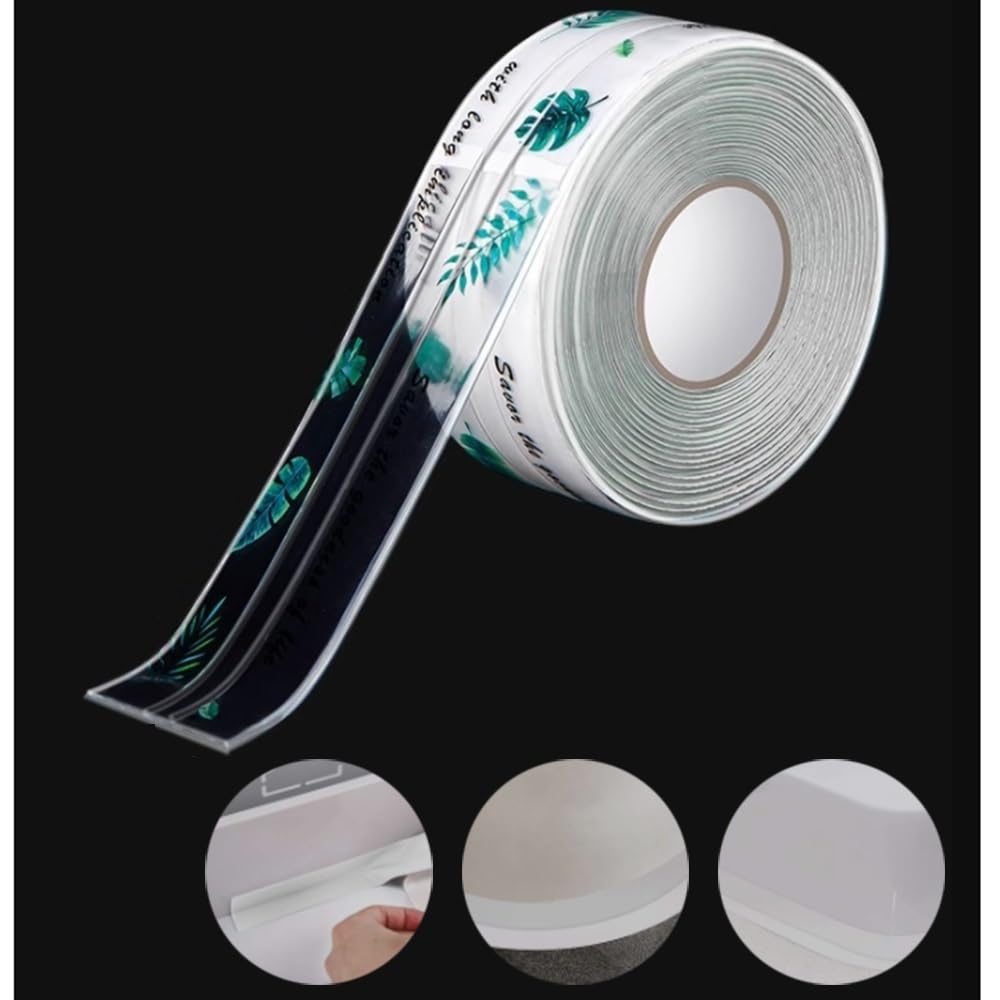 YUEKOPOU Self Adhesive Caulk Tape PVC 10.5ft Multicolor(Clear Foliage)