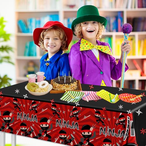 Image of 3pcs Ninja Birthday Tablecloths,Ninja Birthday Party Decoration Karate Theme Table Covers Waterproof Rectangle for Kid Master Birth-Day Party Supplies