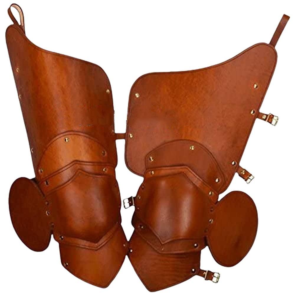 NauticalMart Plate Armour Knightly 3/4 Leather Leg Armour Brown