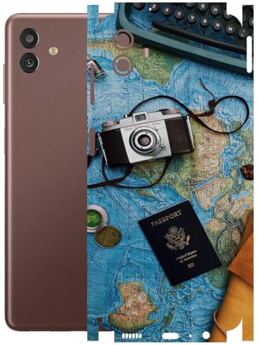 Image of AtOdds - Full Body Back Screen Guard Protector Film - Lamination Wrap Skin Sticker Compatible with Samsung Galaxy M13 (5G) | Scratchproof Matte Finish (Travel Map)