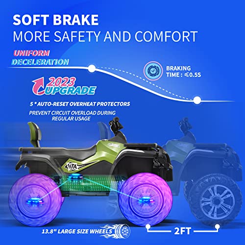 Joywhale 24V Kids Ride On 2 Seater Atv Car 4Wd Quad Electric Vehicle Easy-Drag 4-Wheeler, With 4X75W Powerful Engine, Big Battery, Metal Suspension, Soft Braking, Music, 2023 New Model, Bw-A20S #TOP4