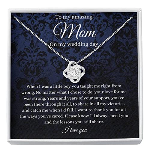 Love Knot, Mom Gift From Groom, Wedding Day Gift For Mother Of The Groom From Son, Mother Of Groom Necklace From Son Wedding Gift For Mom, Necklaces with Meaningful Messages Card Inside