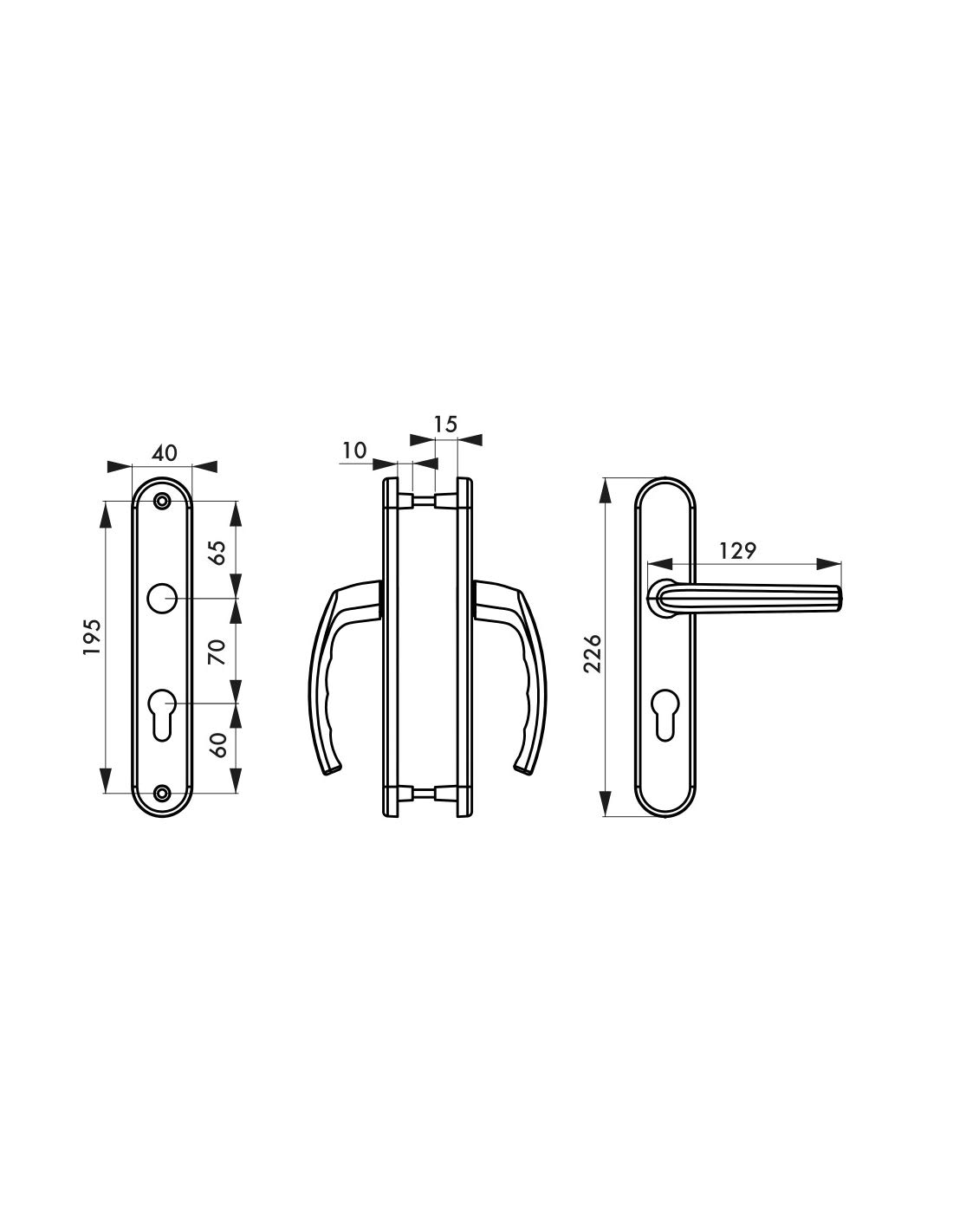 THIRARD - Ensemble de Poignées pour Porte d'Entrée Sultane - Zamak Fondu - Usage Pratique - Trou de Cylindre - Carré 7 mm - Entr'Axes 195 mm - Finition Blanc