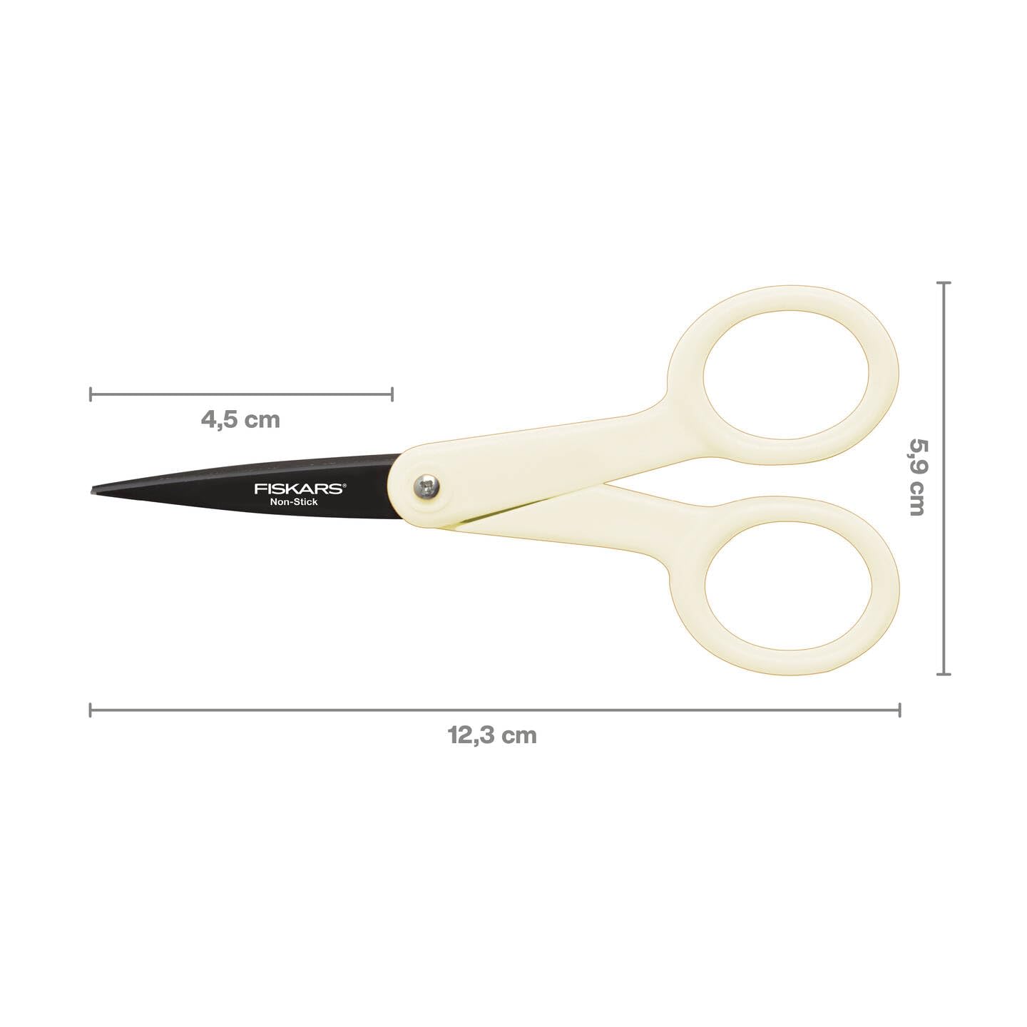 Fiskars Nożyczki z mikro-tipem z nieprzywierającą końcówką, Długość 12 cm, dla prawo- i leworęcznych, Białe, 1004682