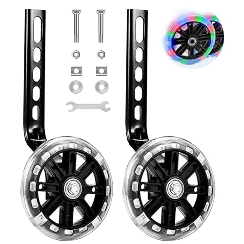 WUBAYI Bike Stabilisers for Childs Bikes Bicycle Training Flash Wheels for Kids Children Bike Stabilizers Support Wheels 12 14 16 18 20 Inch with Adjustable Bicycle Stabiliser Mounted Kit