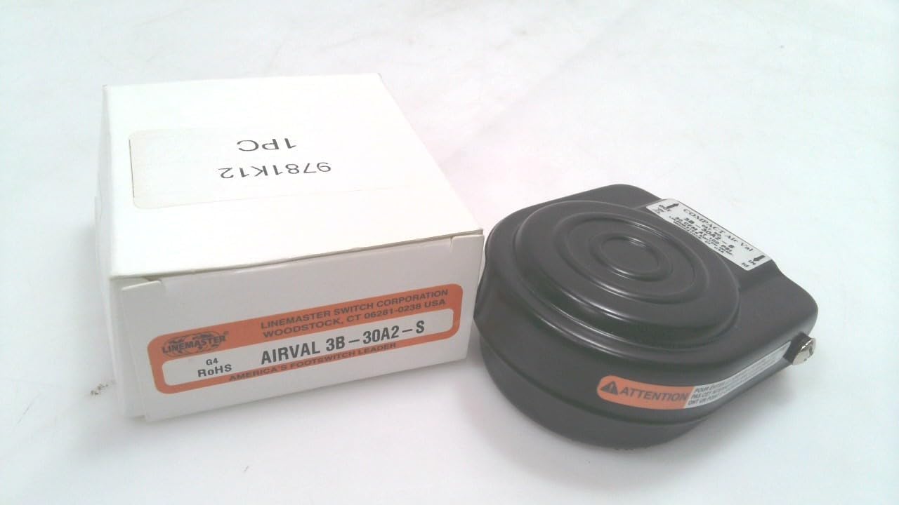 3B-30A2-S Compact Airval Foot Switch, 3-Way Pneumatic, Single Pedal, Momentary, Single Stage, No Guard, Black