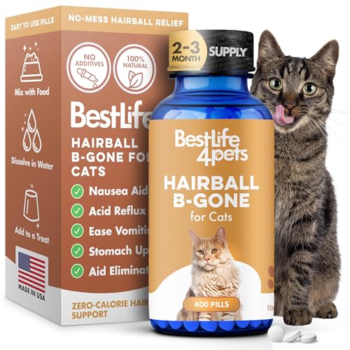 Hairball Treatment for Cats & Stomach Comfort Remedy Supports Digestive Balance Natural Elimination & Easy Passage of Hair Gentle Daily Formula for Adult Cats & Seniors 400 Tiny Pills