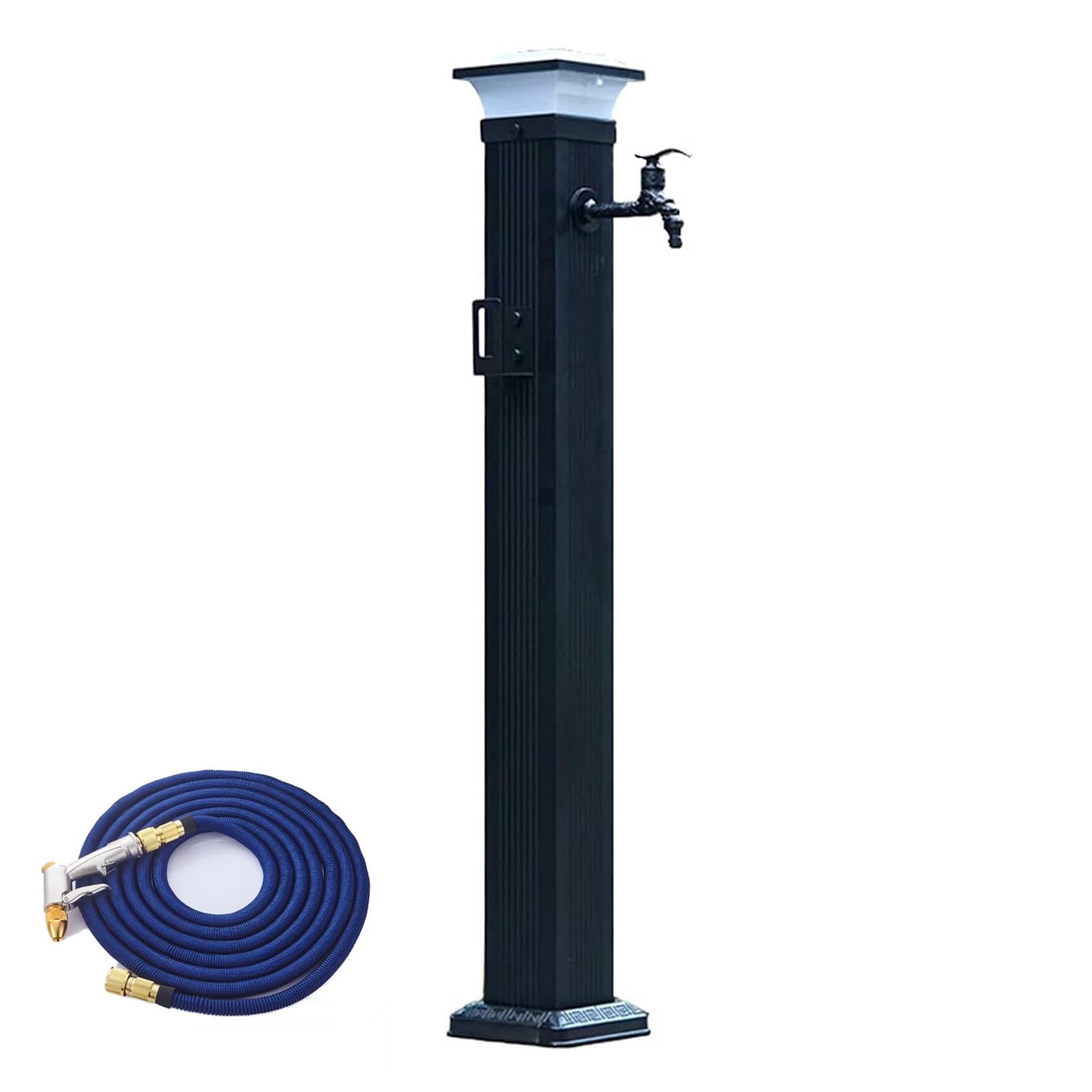 WOTZOV Solar-Powered Aluminum Alloy Outdoor Water Column With Spray Gun - 31In Garden Water Spigot For Irrigation & Décor, Perfect For Yard & Patio Use，104cm/41in