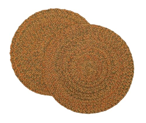 Image of THE HOME TALK Jute Braided Placemats|Side Table Mats|Best for Bed-Side Table,Center Table,Dining Table,Shelves|Home Decorators|Farm Mats (Gold, 33 cm Round, Set of 6)