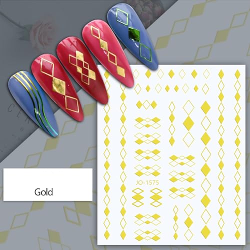 Fjsmtopl FJSMTOPL-001 12 Sheets Gold Nail Stickers Decals Gold Line Nail Decals thumb #5