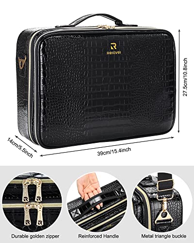 Relavel 1103-7 Makeup Case Large Makeup Bag Professional Train Case 16.5 Inches Travel Cosmetic Organizer Brush Holder Waterproof Makeup Artist Storage Box thumb #3
