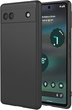 Case for Google 6A,Liquid Silicone Case,Anti-Scratch Soft Microfiber Lining,Full Body Protective Phone Cover for Google Pixel 6A,Black
