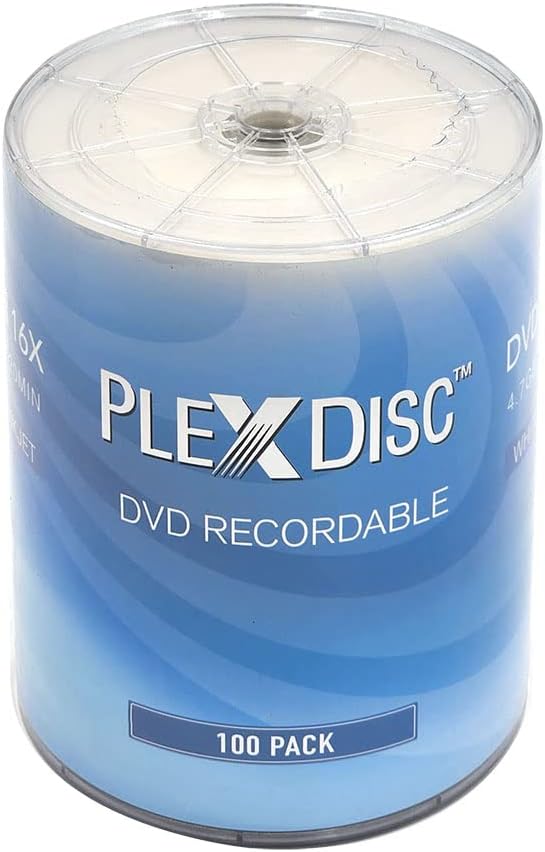 PlexDisc DVDR 4.7GB 16x White Inkjet Hub Printable Blank