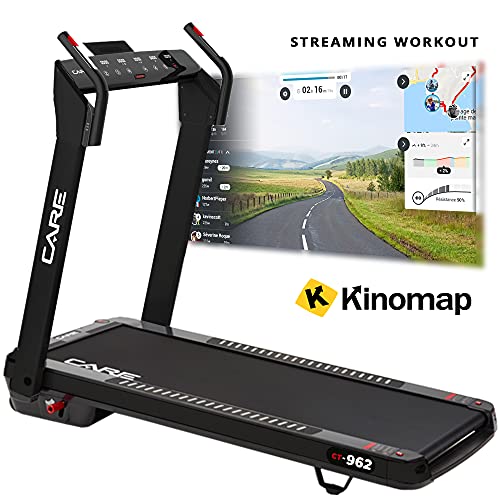 CARE FITNESS - Tapis de Course Motorisé - Vitesse maximale 14 km/h - CT-55962 - Marche et Footing à Domicile - Inclinaison Motorisée - Tapis de Course Pliable - Écrans LCD - Connectivité Kinomap