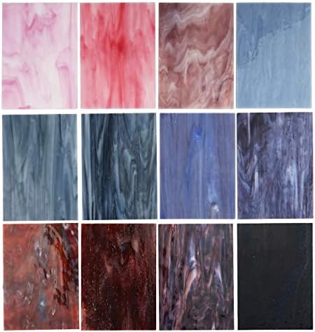 Lanyani（10 Sheets）Variety Stained Glass Sheets 4 x 6 inch Opal Art Glass Pack Tiffany Glass, Mixed Textures