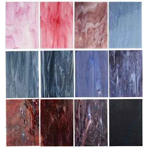 Lanyani(10 Sheets)Variety Stained Glass Sheets 4 x 6 inch Opal Art Glass Pack Tiffany Glass, Mixed Textures Cover