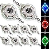 Glooglitter 10 Pcs LED Fishing Lures, LED Lighted Bait Underwater Flasher, Deep Drop Ice Fishing Spoons, Fish Eye Attractive Light Lures, Deep Sea Lighted Bait Kit for Bass Halibut Saltwater Trolling